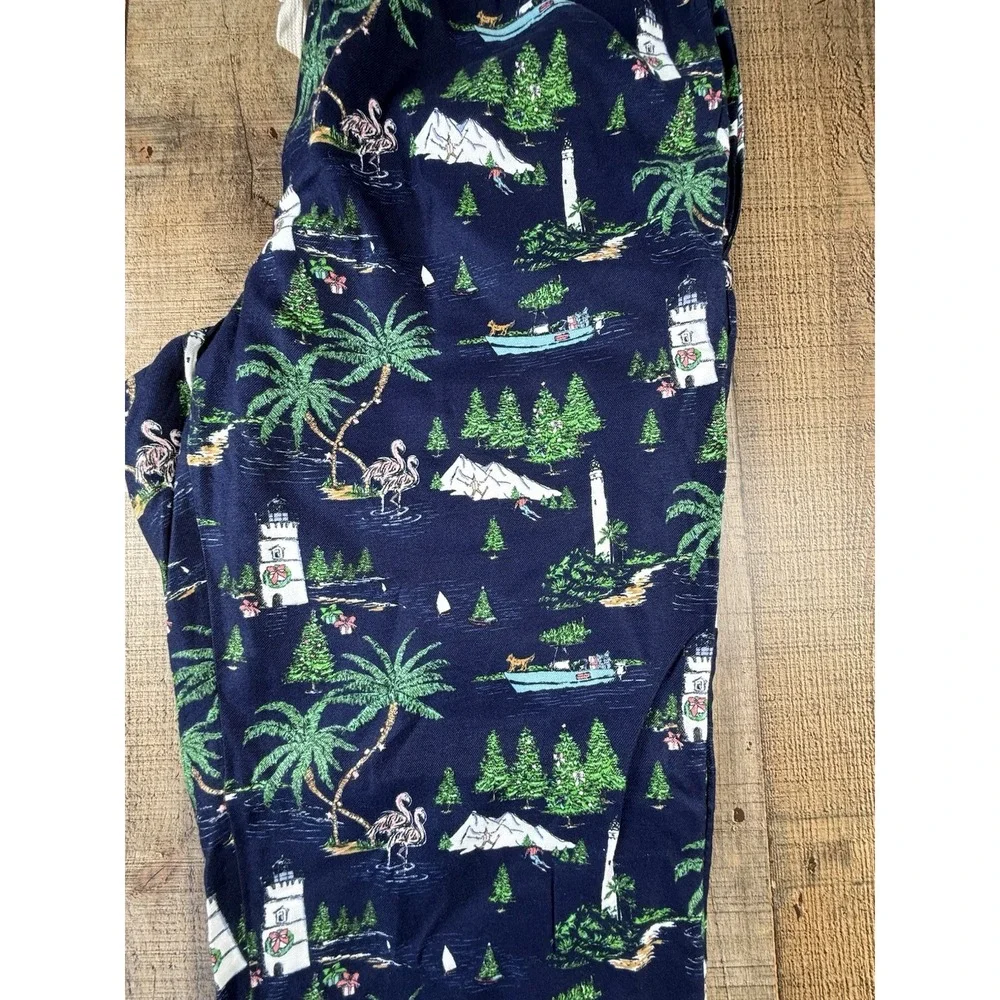 Vineyard Vines Mens XL Pajama Pants Navy Holiday Flamingo Lighthouse Lounge Soft